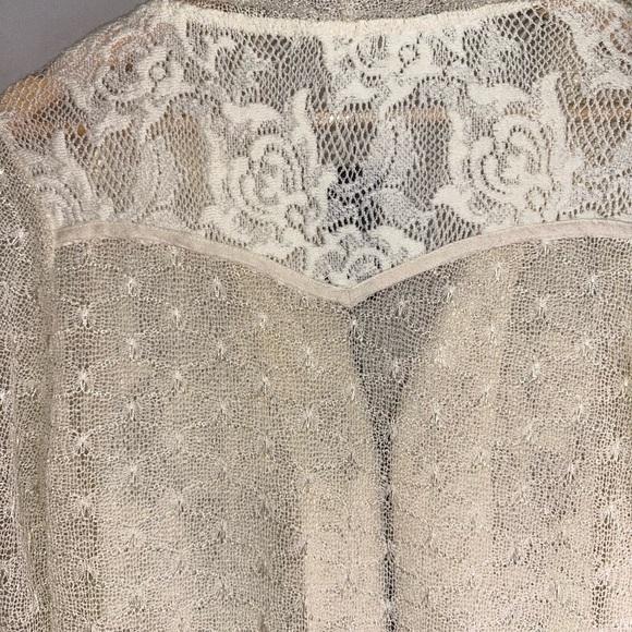 NWT Miss Me Lace Zip Hoodie Cream Ivory Sweater Sheer Knit Hooded Jacket M Boho - Picture 5 of 7